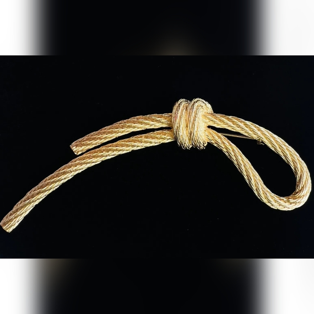 Authentic Dior Oversized Knot Brooch Matte Gold Metal